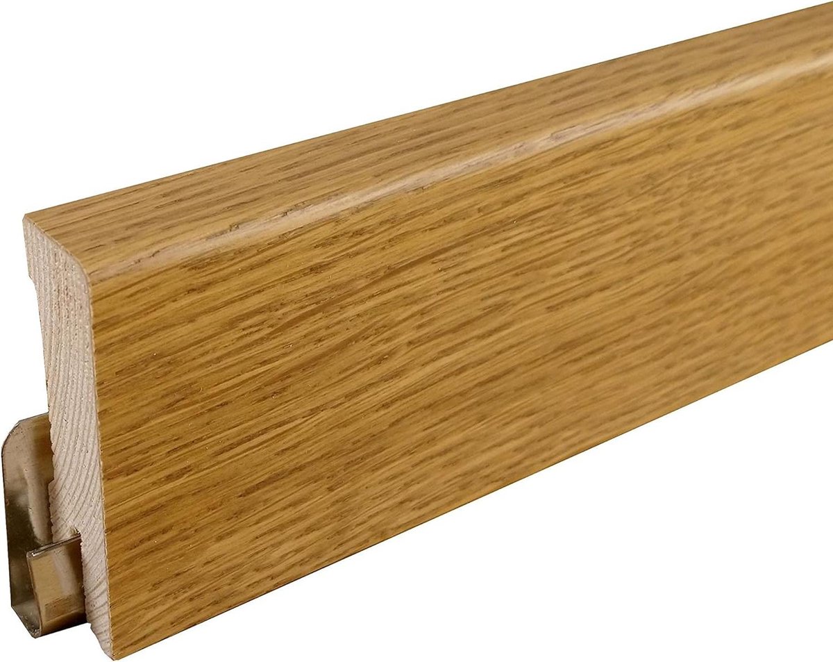 Plinten Parket - Houten Afwerking - Vloer Beschermen - Echt Houtfineer - 58mm Hoog 250cm - Eiken Gerookt