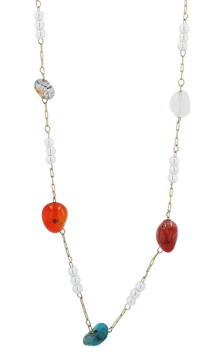 AKZENT Akzent dames ketting met hanger Grit "Grit" roestvrijstalen ketting met kleurrijke natuurstenen &