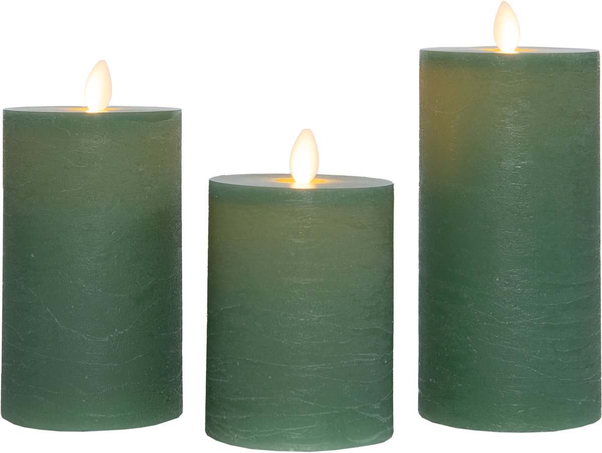 Annas collection - Stompkaars-USB wax d7,5 cm jade set van 3