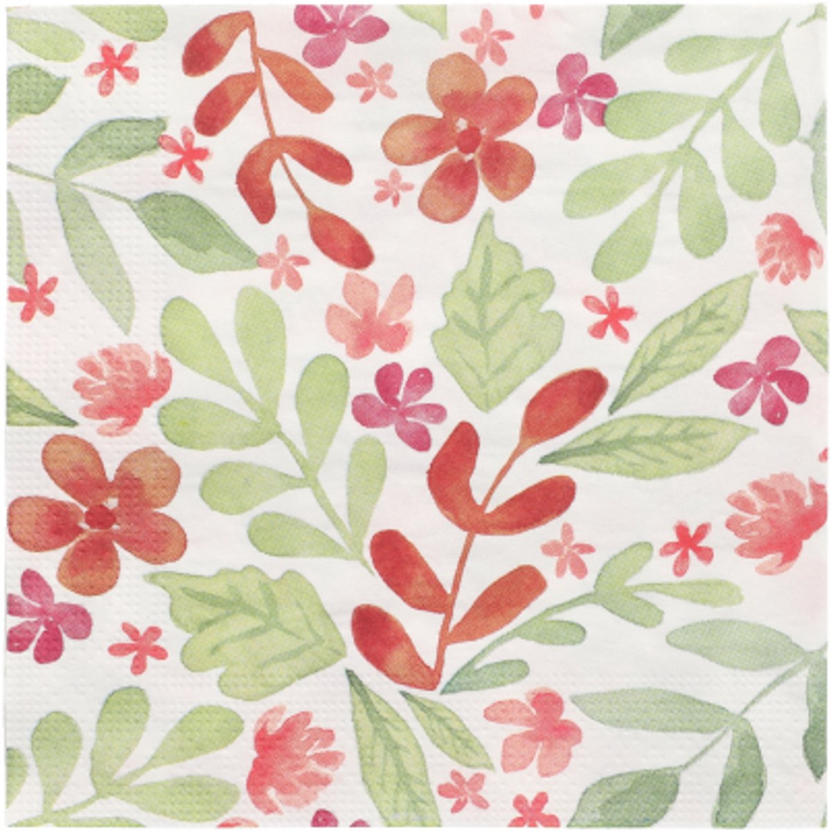 10x 20 Servetten 3-laags 1/4 vouw 33 cm x 33 cm Leaves and Flowers