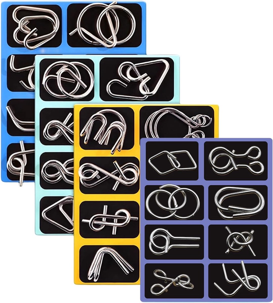 Metaal Puzzels - Hersenkrakers Draad - Mentale Uitdaging - 32 Diverse Ontwerpen - 19x14cm