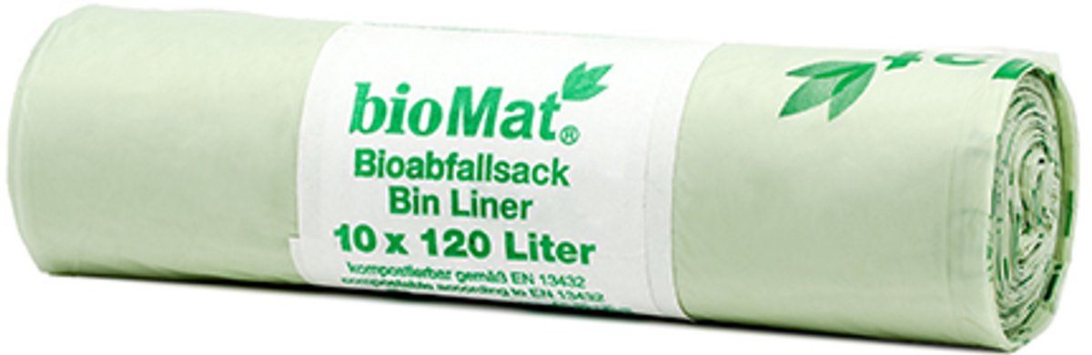 20x 10 bioMat Compost zakken op zetmeelbasis 120 l 130 cm x 88 cm ohne Tragegriff
