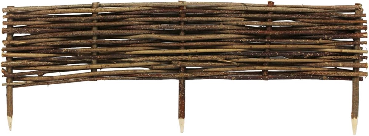 Bloembedrand 10 Stuks - Tuinpalissade Hout - Tuinrand Afscheiding - Natuurlijk Hazel Hout - 100x20cm - Bruin