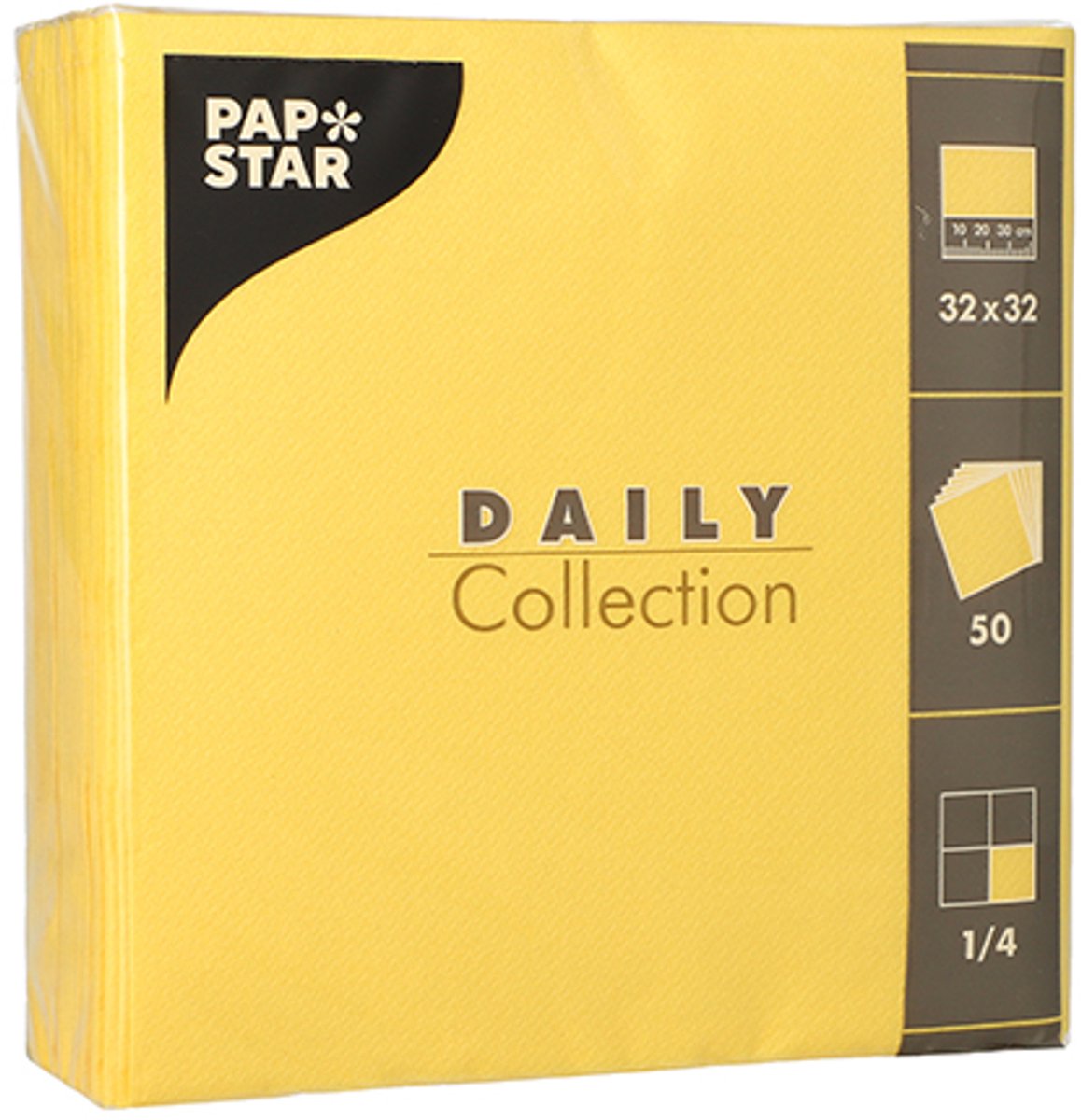 14x 50 Servetten DAILY Collection 1/4 vouw 32 cm x 32 cm geel
