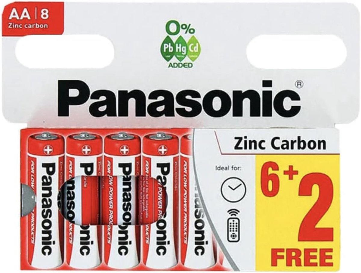 Wegwerpbatterijen AA - Zinkkoolstof Energie - Apparaten Voeden - Betrouwbare Energiebron - 8 Stuks