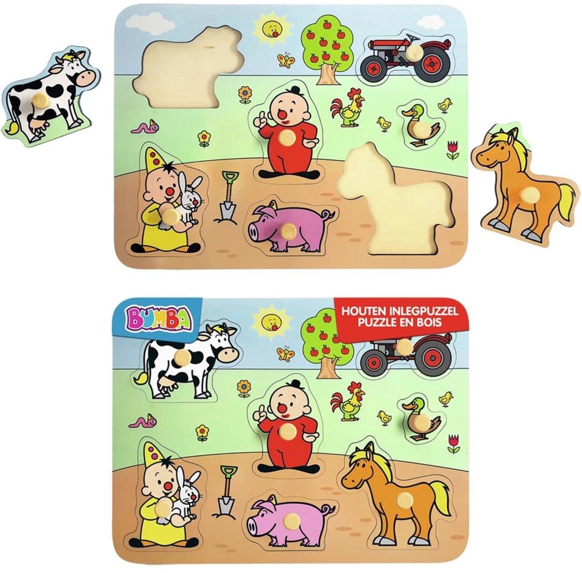Bumba - Puzzel - Houten Puzzel - Boerderij - 7 puzzelstukken - Met nopjes - FSC 100% — afbeelding 4