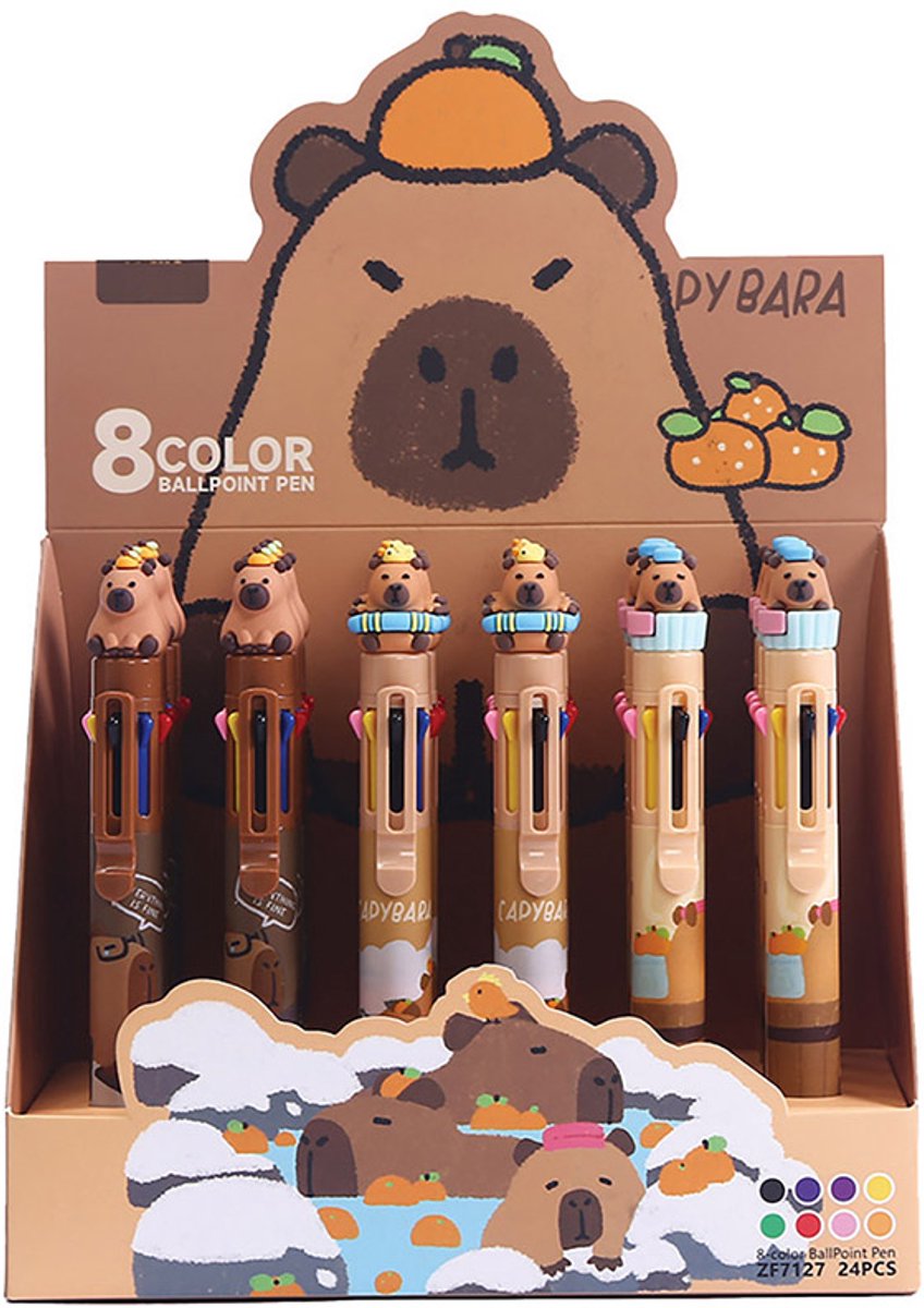 Centrum balpen Capybara 8-kleuren 24 stuks speelgoed pen.