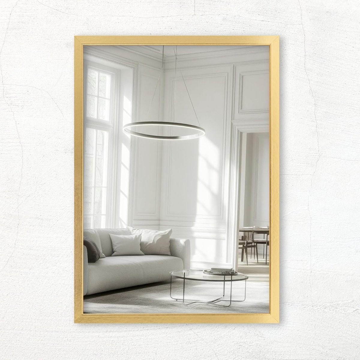Wandspiegel Vierkant - Decoratieve Spiegel - Woonkamer Decoratie - Handgemaakt in Duitsland - 40x40 cm - Goud