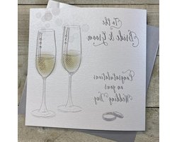 WHITE COTTON CARDS XN50 Elegante serie Neon, champagne, voor bruidegom en congratulaties, handgemaakt, groot
