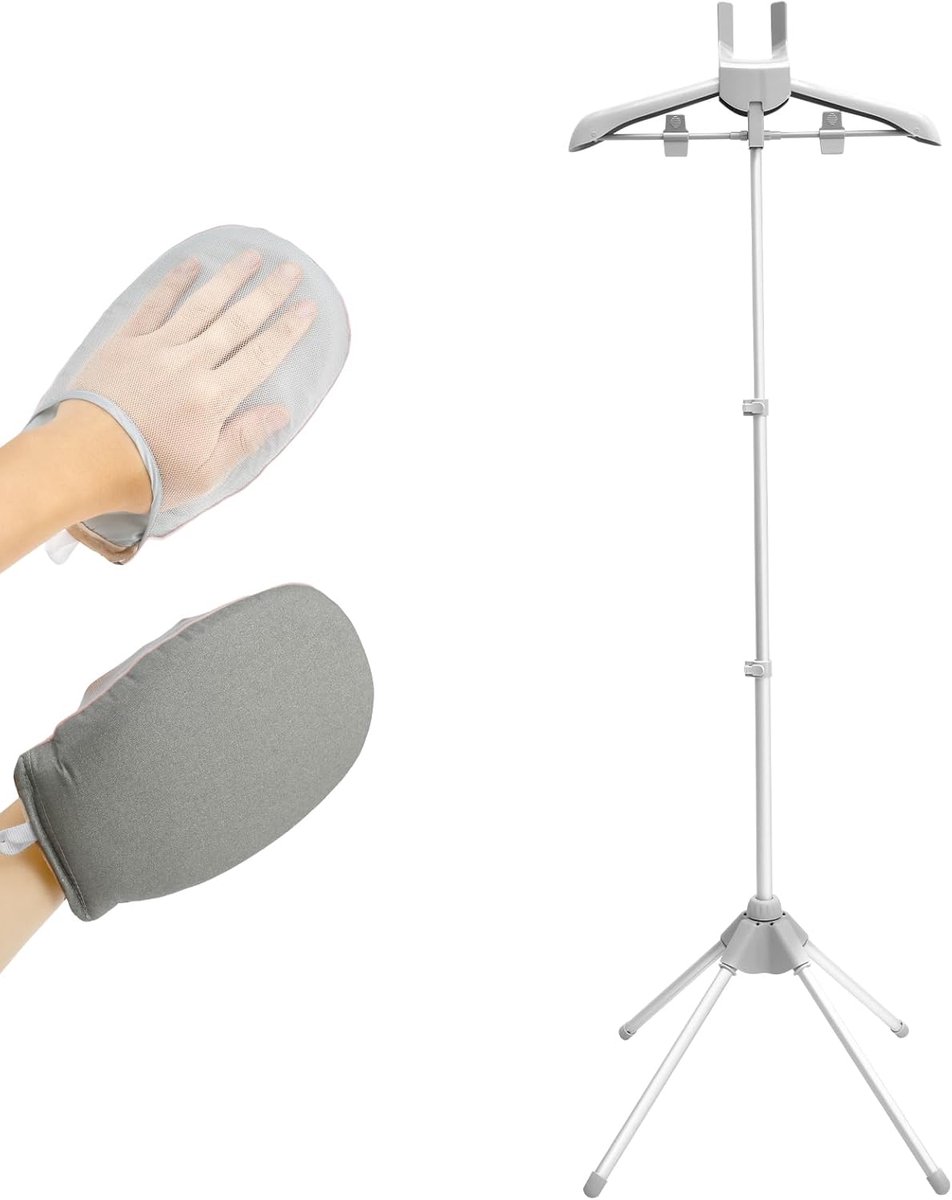 Kledingstomer standaard - Stoomrek kleding - Efficiënt stomen - Opvouwbaar en verstelbaar - 84-160 cm hoogte - Grijs model