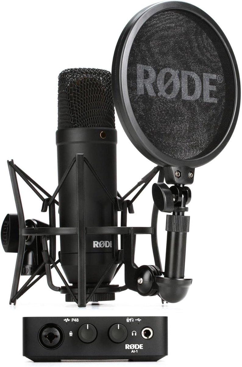 Studiokit Microfoon Interface - Opname Set - Muziek Zang Streaming - Groot Diafragma Condensator - 45x12x27 cm - Zwart