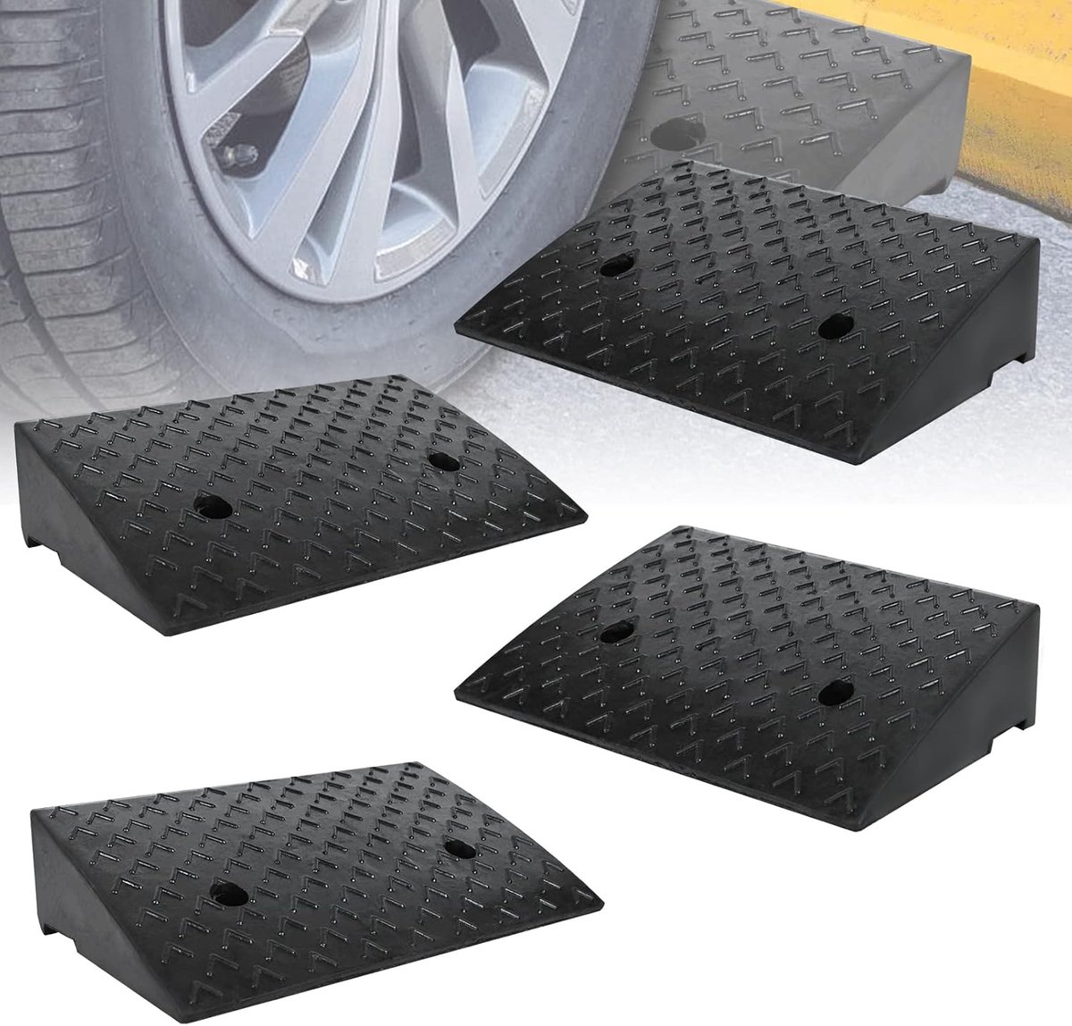 Stoeprand oprijplaat - Drempelhulp rubber - Toegankelijkheid verhogen - Hoge belastbaarheid - 10 cm hoogte - Zwart