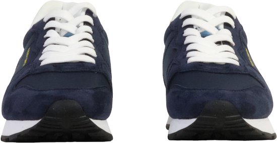 Vooraanzicht van een paar blauwe Teddy Smith sneakers met witte veters.