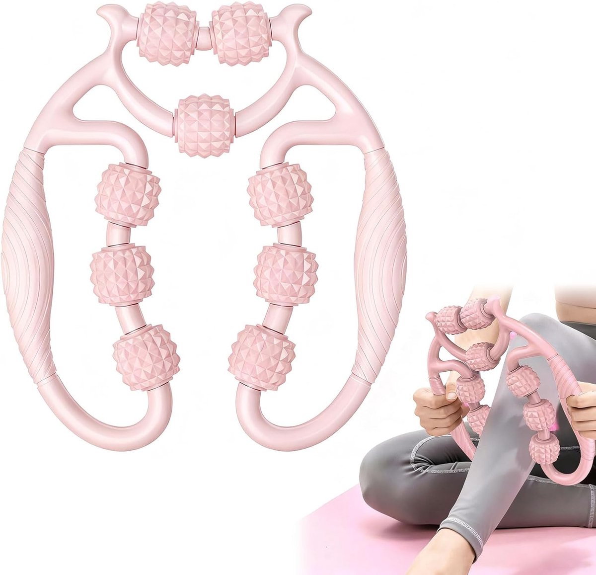 Massage Roller - Lymfedrainage Tool - Spierherstel - 9 Wiel Ontwerp - 27x20x2.1cm - Grijs