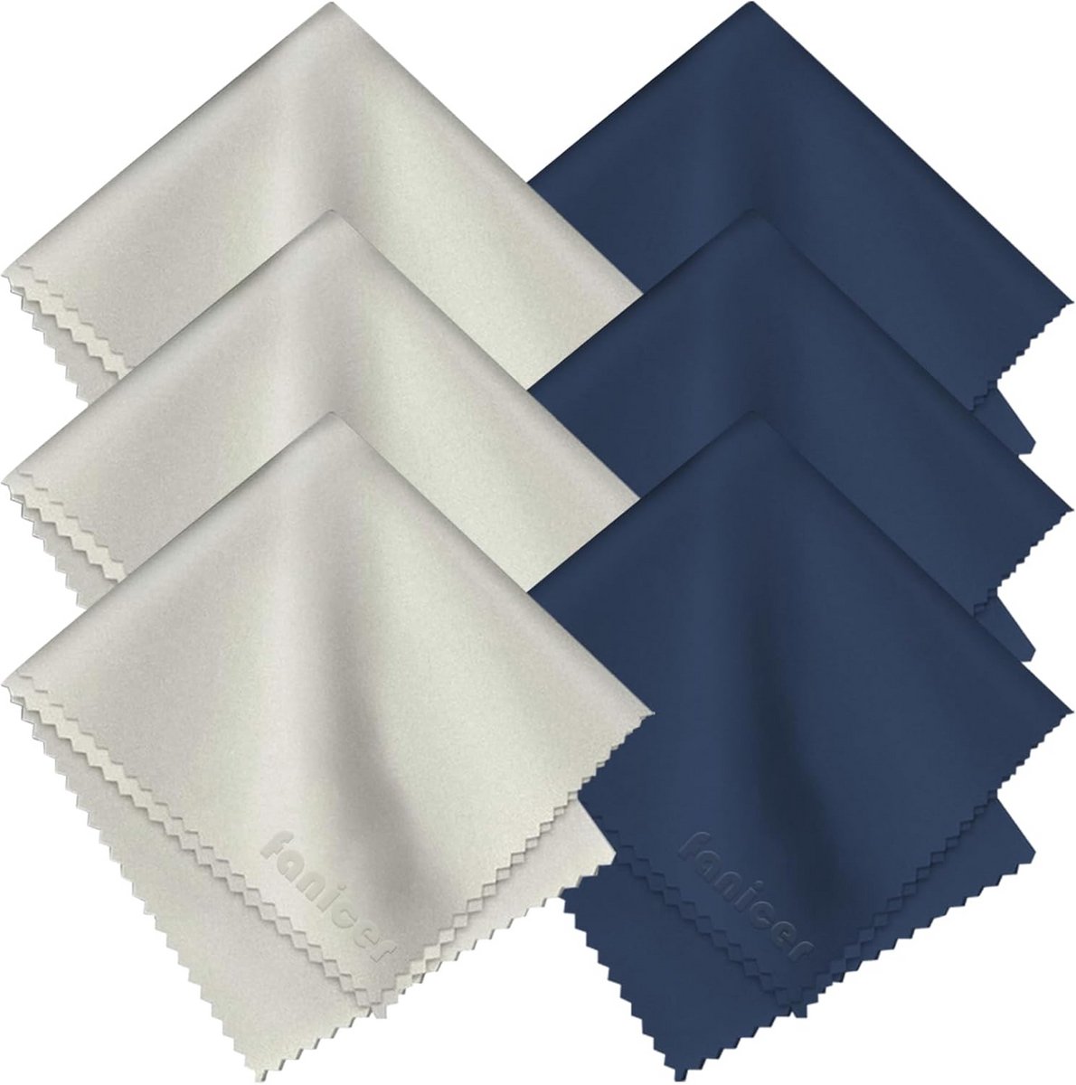 6x Microvezeldoekjes voor Bril, Camera & Scherm - 15x18cm - Navy & Grijs