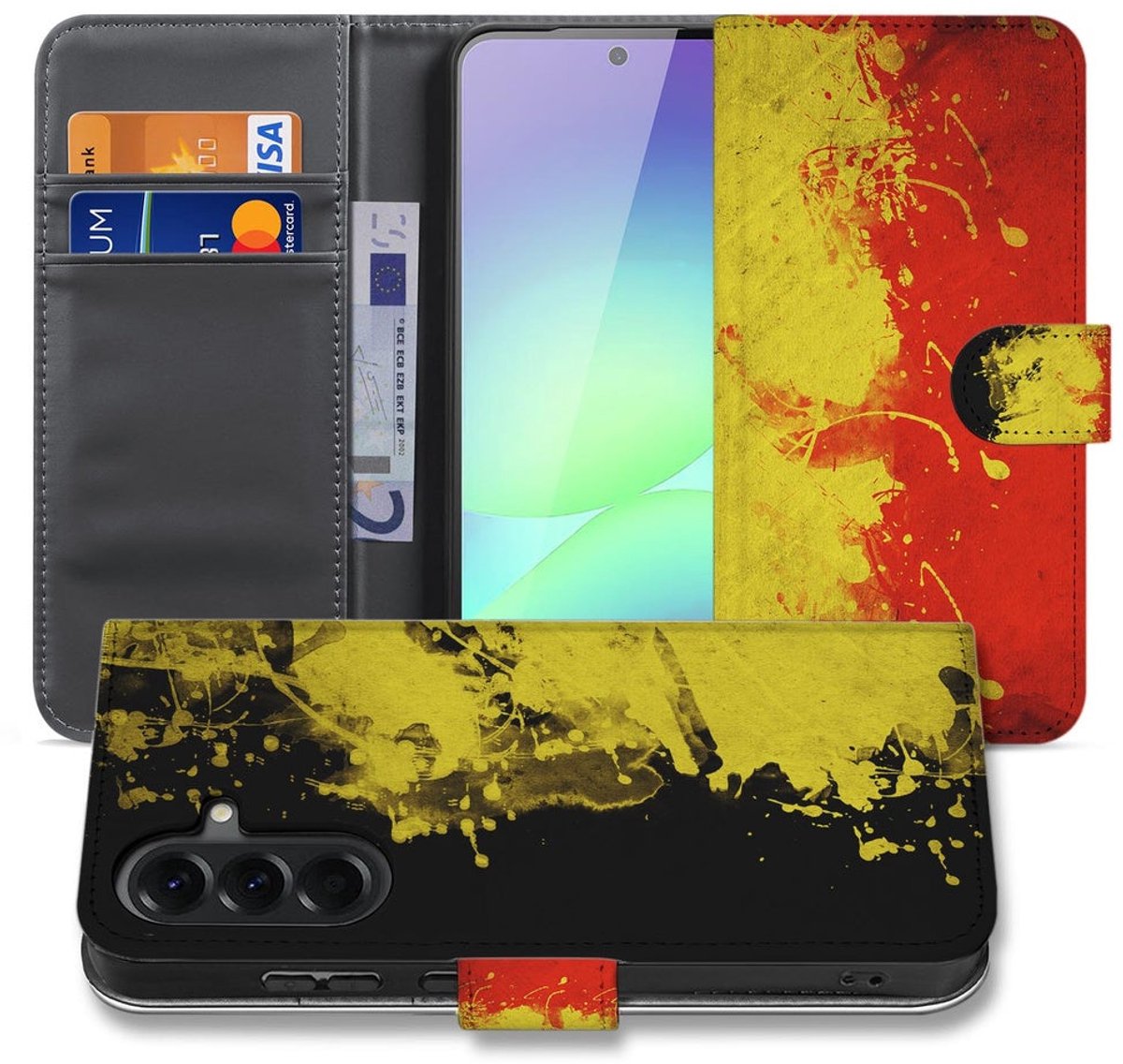 Samsung Galaxy A37 Book Case Hoesje Belgische Vlag met Pasjeshouder