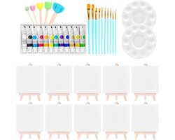 Schilderset Canvas - Tekenspullen Pakket - Creatief Leren - Draagbaar Creatief - 10 Delig