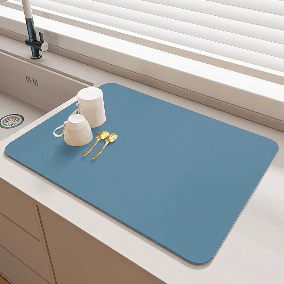 Afdruipmat 40x60 cm – Absorberend & antislip, ideaal voor keuken en bar, blauw