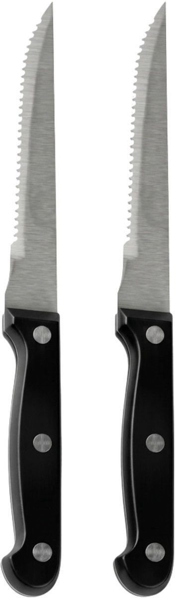 Urban Living Steakmessen - 2x - kartelrand - RVS - zwart handvat - 28 cm - scherpe messen