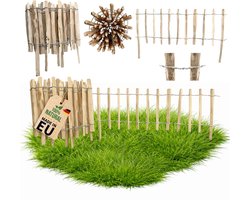 Floranica Schapenhek houten hekwerk, hoogte 35 cm x 5 m, Lamelafstand 4-6, Stakettenhek hekwerk kastanje,borderrand, tuin hout, borders tuin