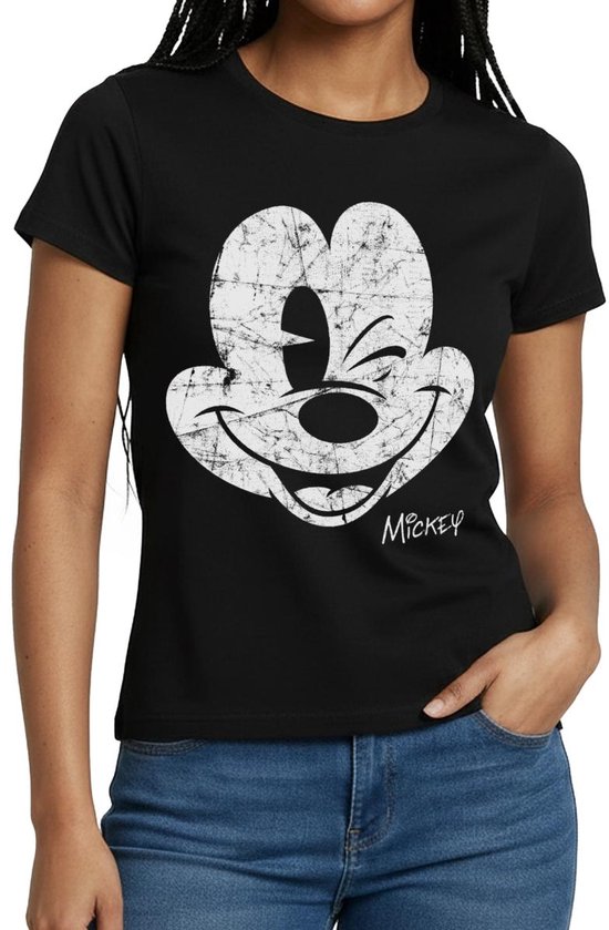 Mickey & Minnie | Retro Mickey Mouse Knipogen T-Shirt Dames
