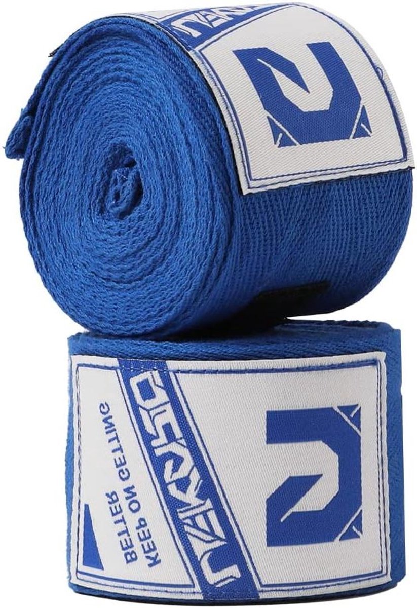 Boksen Handwraps - Zwachtels - Vechtsport Training - Elastisch Katoen - 160" - Blauw