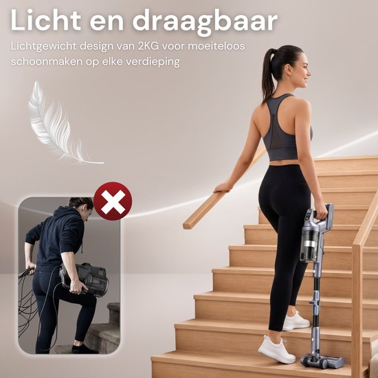 Vesora® 3-in-1 Buigbare Steelstofzuiger Draadloos zonder Zak - FLEX - Draadloze Stofzuiger - Kruimeldief Snoerloos - Vacuum Cleaner - Handstofzuiger - Stofzuiger Steel met Hepa Filter - Stofzuiger Huisdieren - Zakloze Stofzuiger