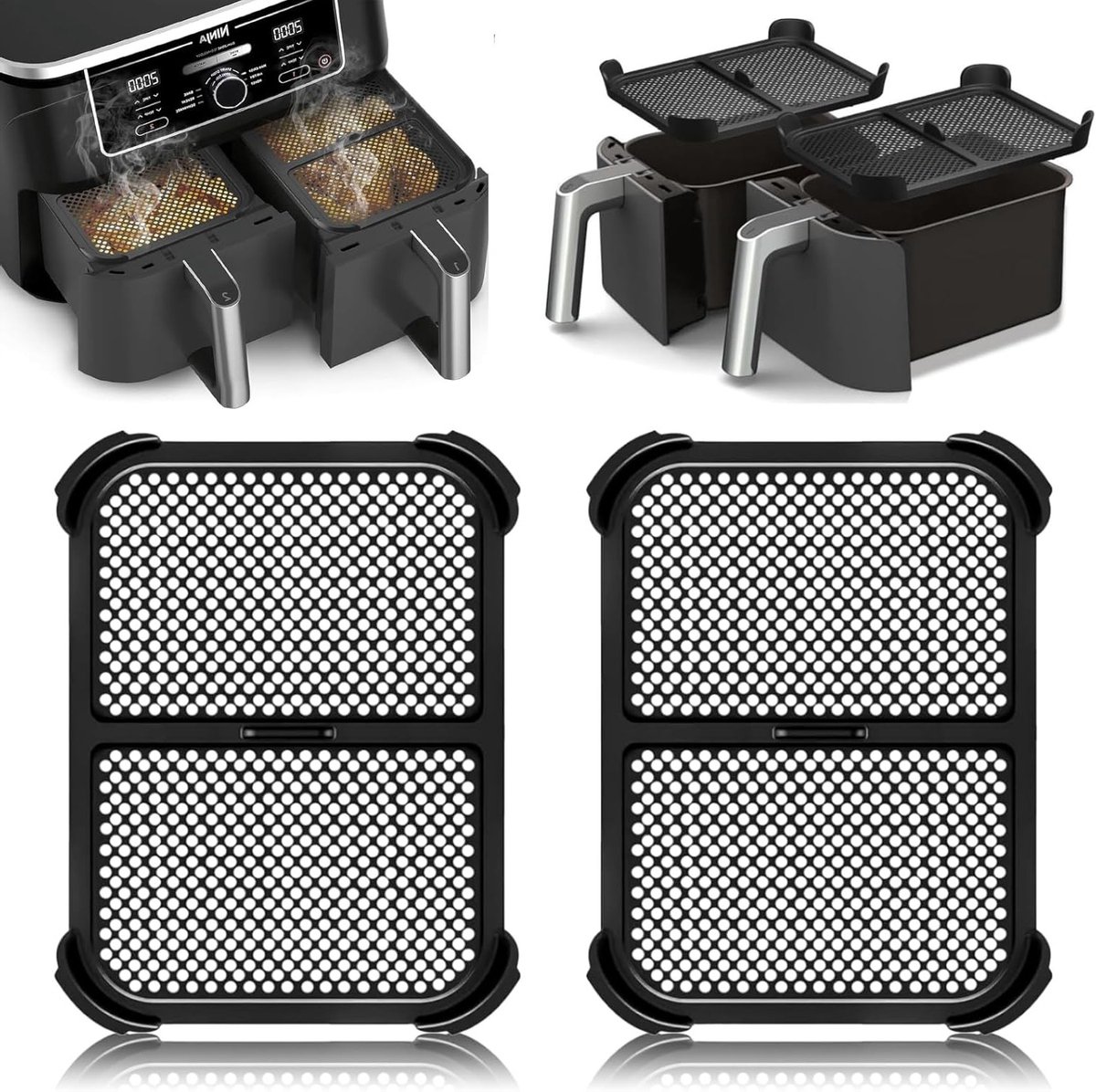 2 Pack Siliconen Spatschermen voor Airfryer Bescherming tegen vetspatten Accessoires voor Airfryer en Koken