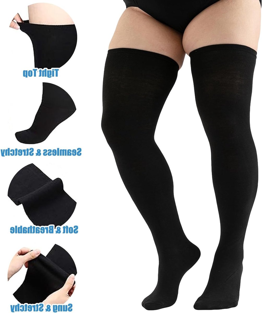 Extra Lange Katoenen Gestreepte Dameskniekousen van 70 cm - Overknee Kousen voor Cosplay en Mode