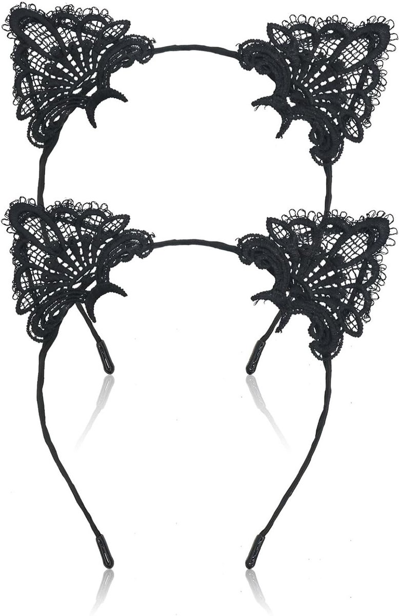 2-delige Haarband met Kattenoren voor Volwassenen en Kinderen - Carnaval, Kostuumaccessoires en Feestdecoratie voor Dierenliefhebbers