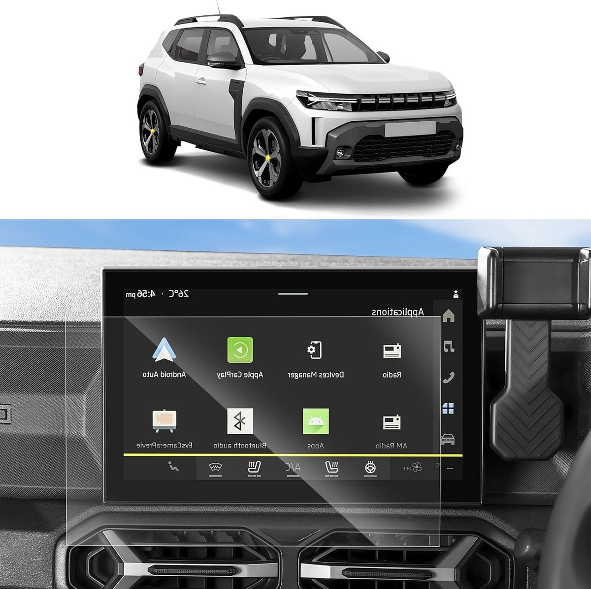 2 Pack Screen Protector Geschikt voor Dacia Duster III 2024 2025 - 10.1 Inch PET Navigatiescherm Bescherming, Krasbestendig en Duurzaam