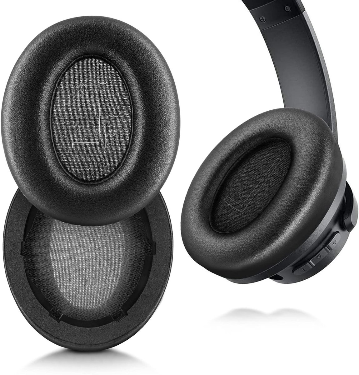 Vervangende Oorkussens voor Noise Cancelling Hoofdtelefoons - Zacht Leer, Luxe Geheugenfoam, Verbeterde Geluidsisolatie en Extra Dikte (Zwart)