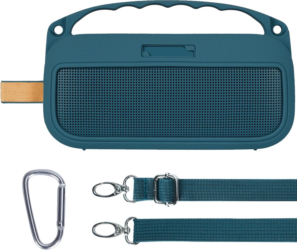 Silicone Hoes voor Bose SoundLink Flex Draagbare Speaker (2e Generatie) met Schouderbanden, Handvat en Bevestigingshaak - Donkerblauw, Bescherming, Stijlvolle Accessoires