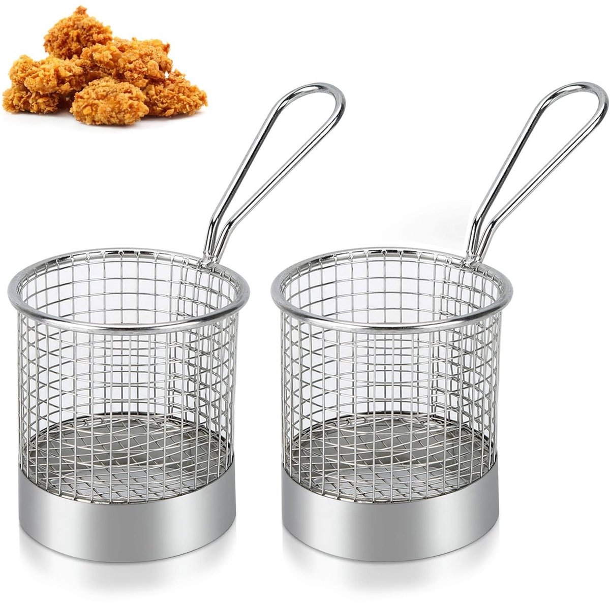 Dailygoody - Frituurmand rond - Mini frites manden - Roestvrij staal - Perfect voor snacks - Vaatwasserbestendig - Ideaal voor frietjes