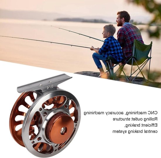 Lichtgewicht Vliegvis Reel van CNC Geanodiseerd Aluminium, 3/4 Gewicht, 1:1 Overbrengingsverhouding, Ideaal voor Zoet- en Zoutwater Vissen met Remfunctie van Merkloos — afbeelding 3