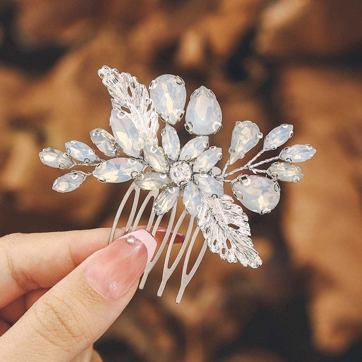 Elegante Bruids Haaraccessoires met Zilveren Strass en Opal voor Trouwen en Feestjes