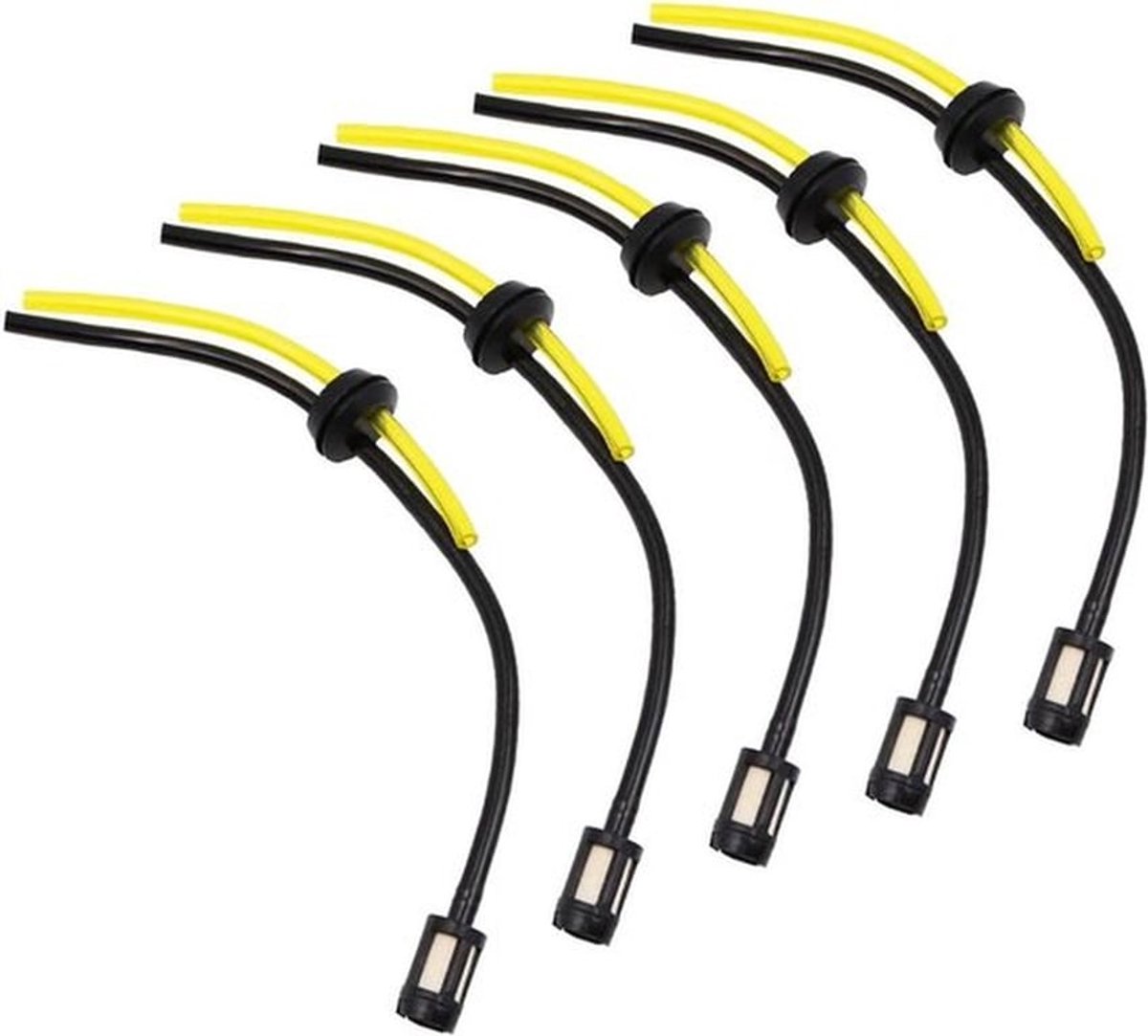 Brandstoffilter Kit - Universeel - Essentie - Brandstof Durite Filter - Heggenscharen - Bosmaaier Gazon Trimmer Snoeischaar - Geschikt voor Alle Modellen - Zwart - 5 Stuks.