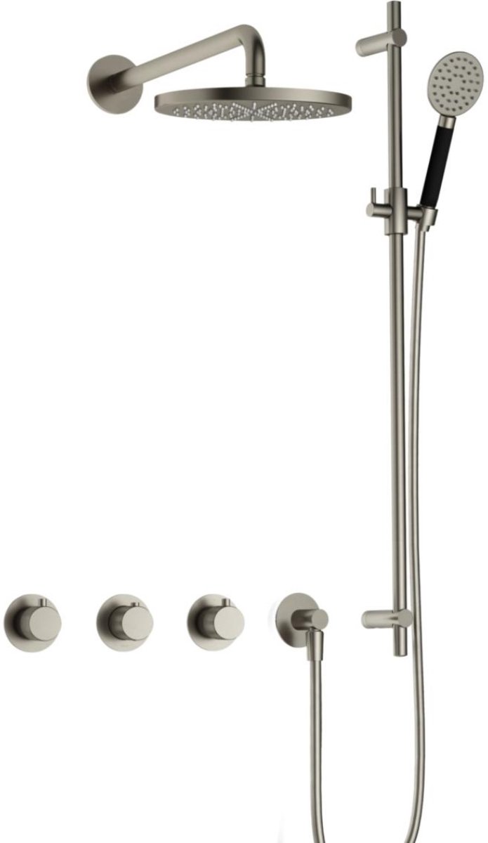 Hotbath Cobber X - CX7067 - Inbouw Regendoucheset - Geborsteld Nikkel - 2 Stopkranen - The