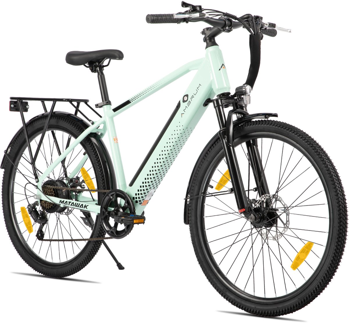 HILAND Matawak elektrische stadsfiets - 26 inch - 250W motor - 60km actieradius - 36V 10.4Ah accu - Shimano 7-versnellingen - Unisex -Mintgroen
