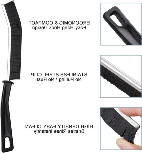 3-Pack Voegenreinigingsborstel met Harde Haren - Hoekborstel voor Badkamer, Keuken, Tegels en Ramen (Zwart) — afbeelding 2