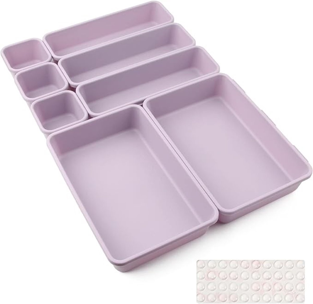 8-delige Lade Organizer Set - Lichtpaars - 3 Formaten
