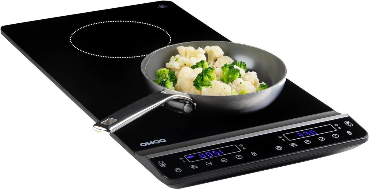 Inductie Kookplaat - Dubbele Kookplaat - Koken en Braden - Verticale Ruimtebesparing - 3100 Watt - Zwart