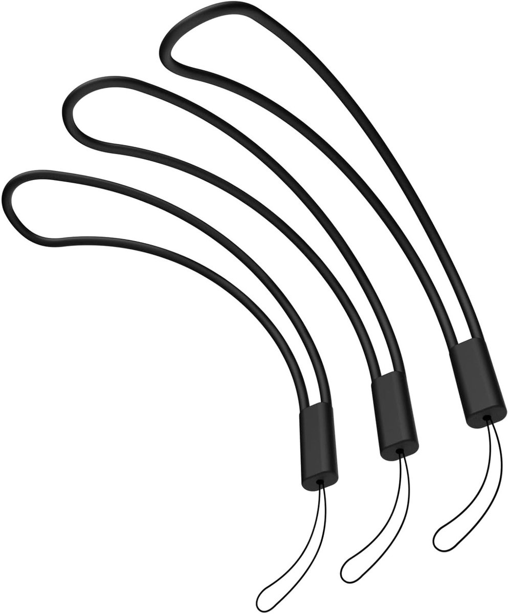 Zwarte Hand Lanyard voor Mobiele Telefoon, Camera, Sleutels en USB-Sticks - 3 Stuks Silicone Polsbanden voor Gemakkelijke Draagbaarheid