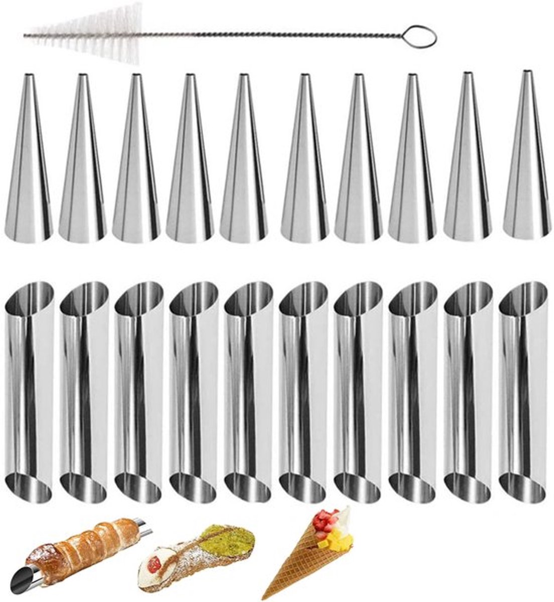 Cannoli Vorm - Set Van 21 - Cannoli Buisjes - Bakvorm - Cannoli-Bakvormen - Slagroomrollen - Cannoli-Buizen - Kanoli-Vormen - Cannoli-Buizen - Vaatwasmachine Bestendig