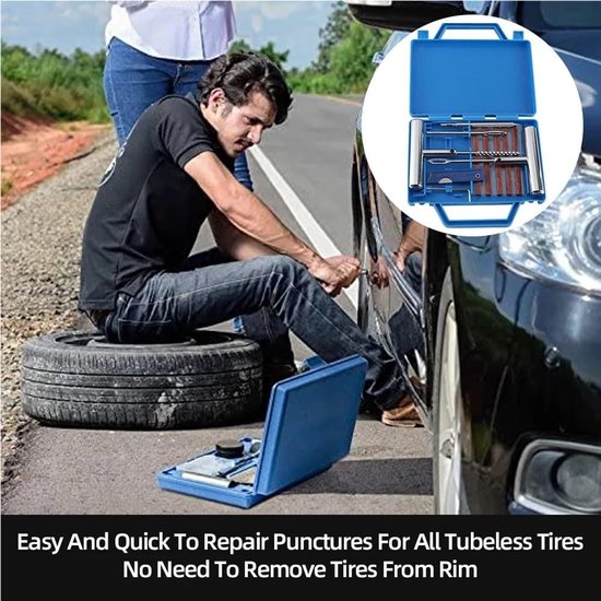 Bandenreparatieset - Lekke Banden - Noodreparatie Auto - Heavy Duty Tubeless - Met Opbergdoos - Type A — afbeelding 2