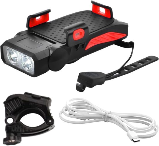 Fietslamp met Telefoonhouder - Fietsaccessoire Fietsverlichting - Veilig Fietsen - 130 dB Alarm - 16 x 12 x 6 cm — afbeelding 5