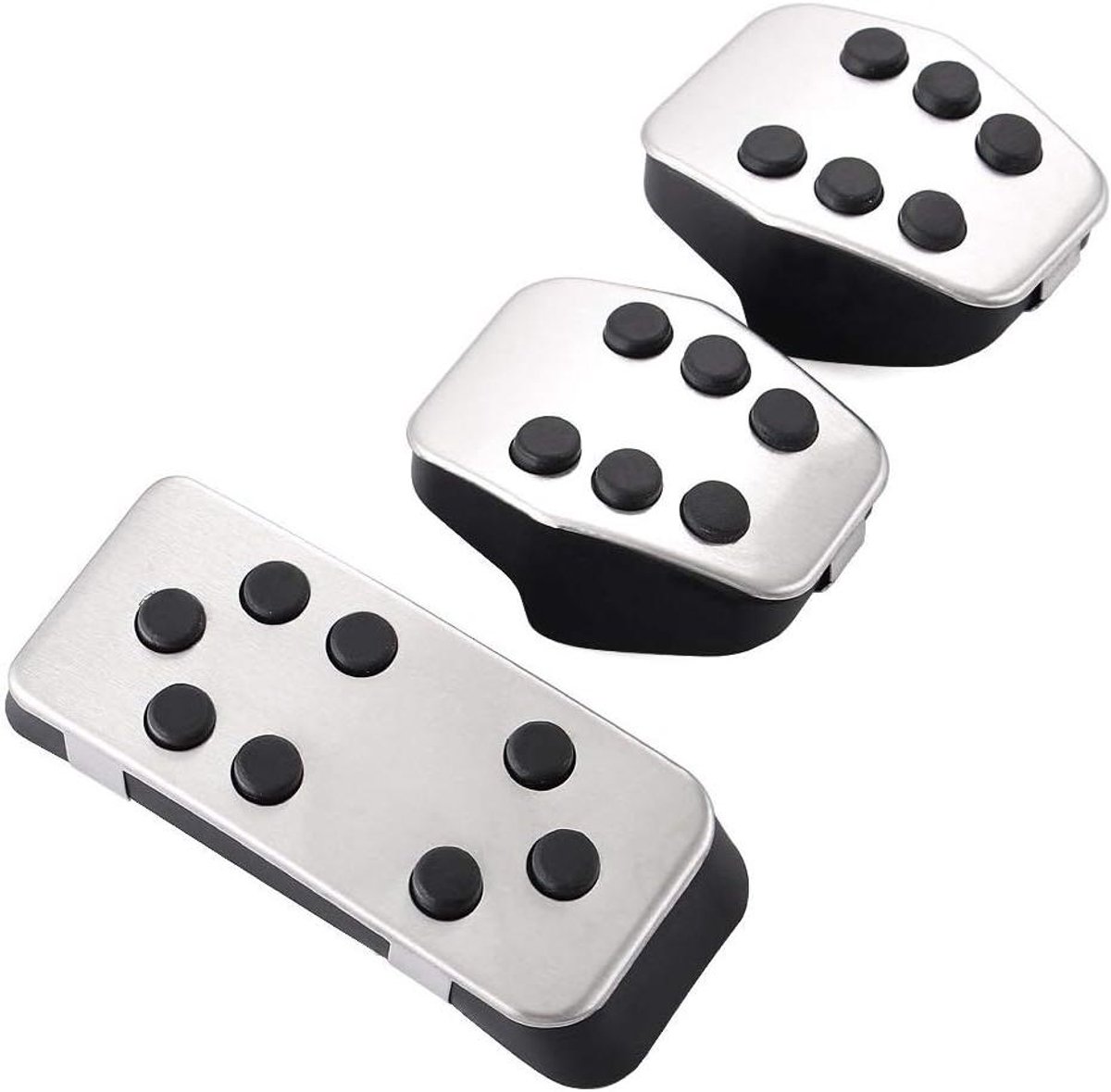 Pedaal Covers - Auto Accessoires - Verbeterde Grip - Antislip Oppervlak - 3 Stuks Set - Zilver