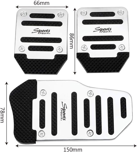 Auto Pedaal Covers - Voetsteun Set - Verbeterde Grip - Antislip Oppervlak - 3 Stuks - Zilver — afbeelding 4
