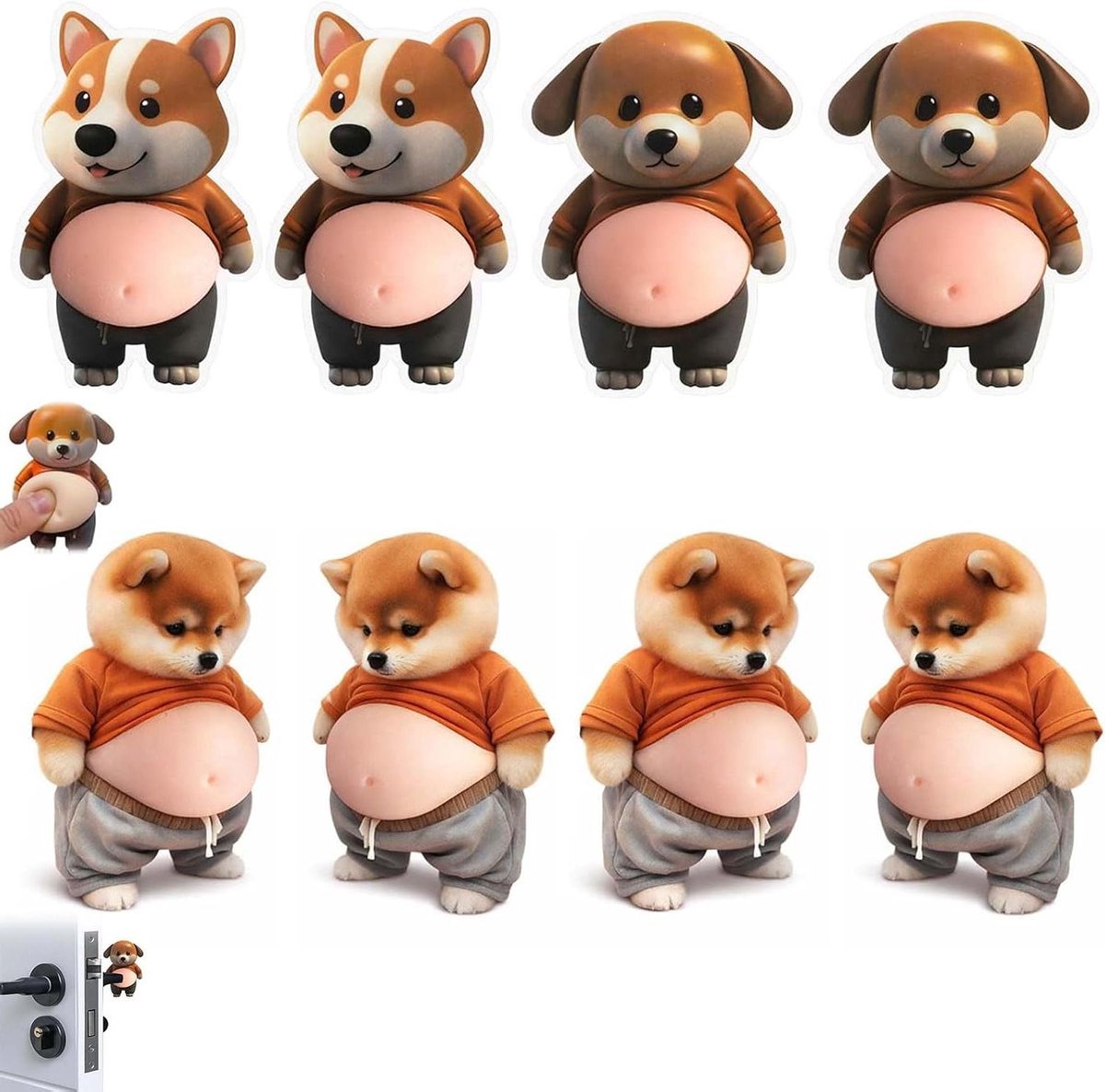 Stickers - Deurstopper hond - Deuren beschermen - Zachte siliconen - 8 stuks - Bruin