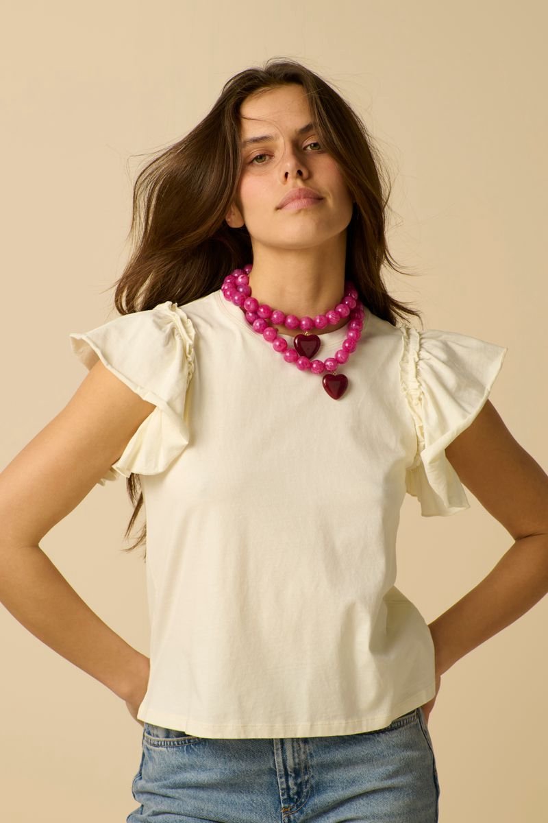 Sissy-Boy - Wit T-shirt met ruffles
